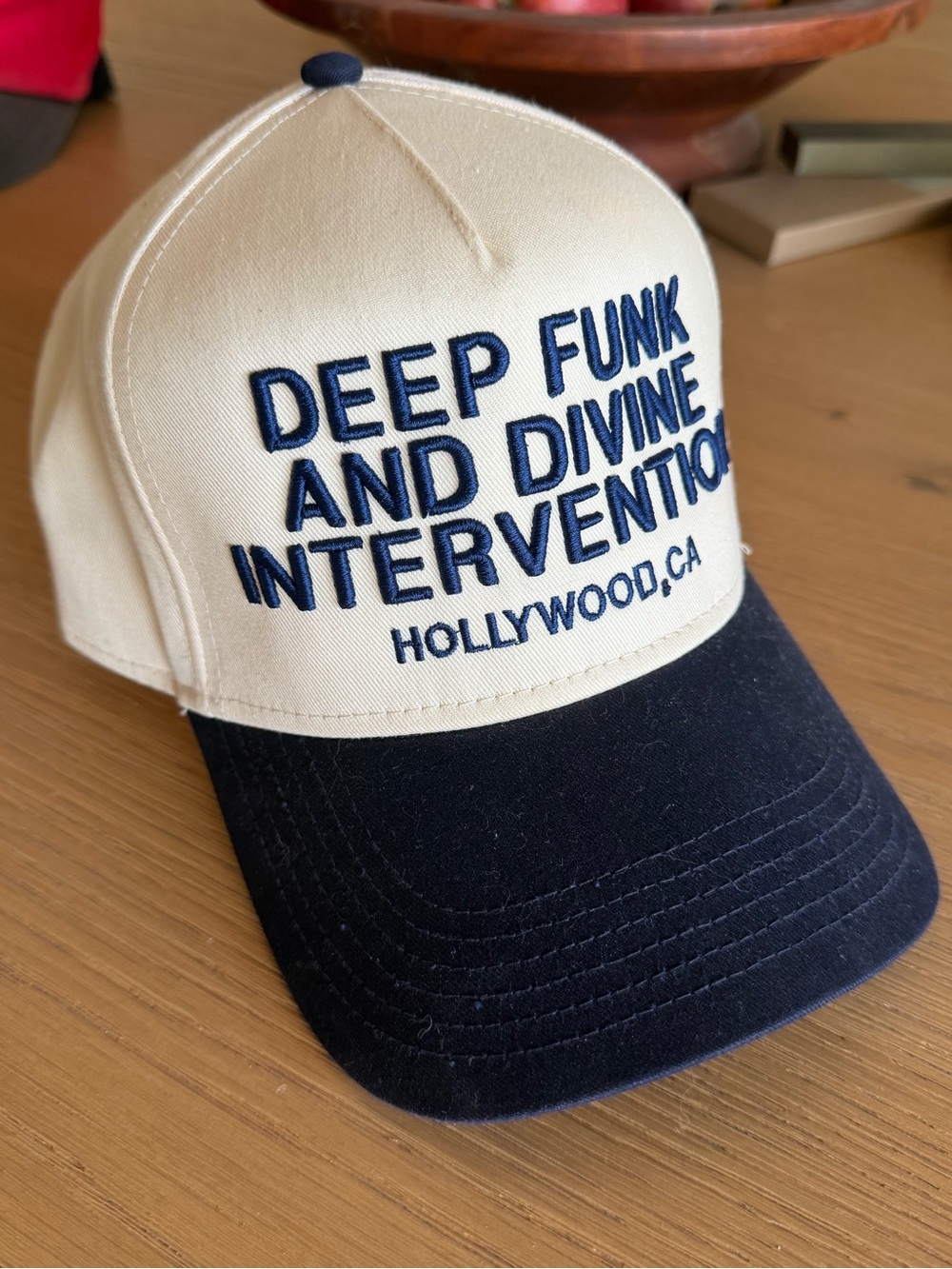 Deep Funk and Divine Intervention Cap - Cream & Navy